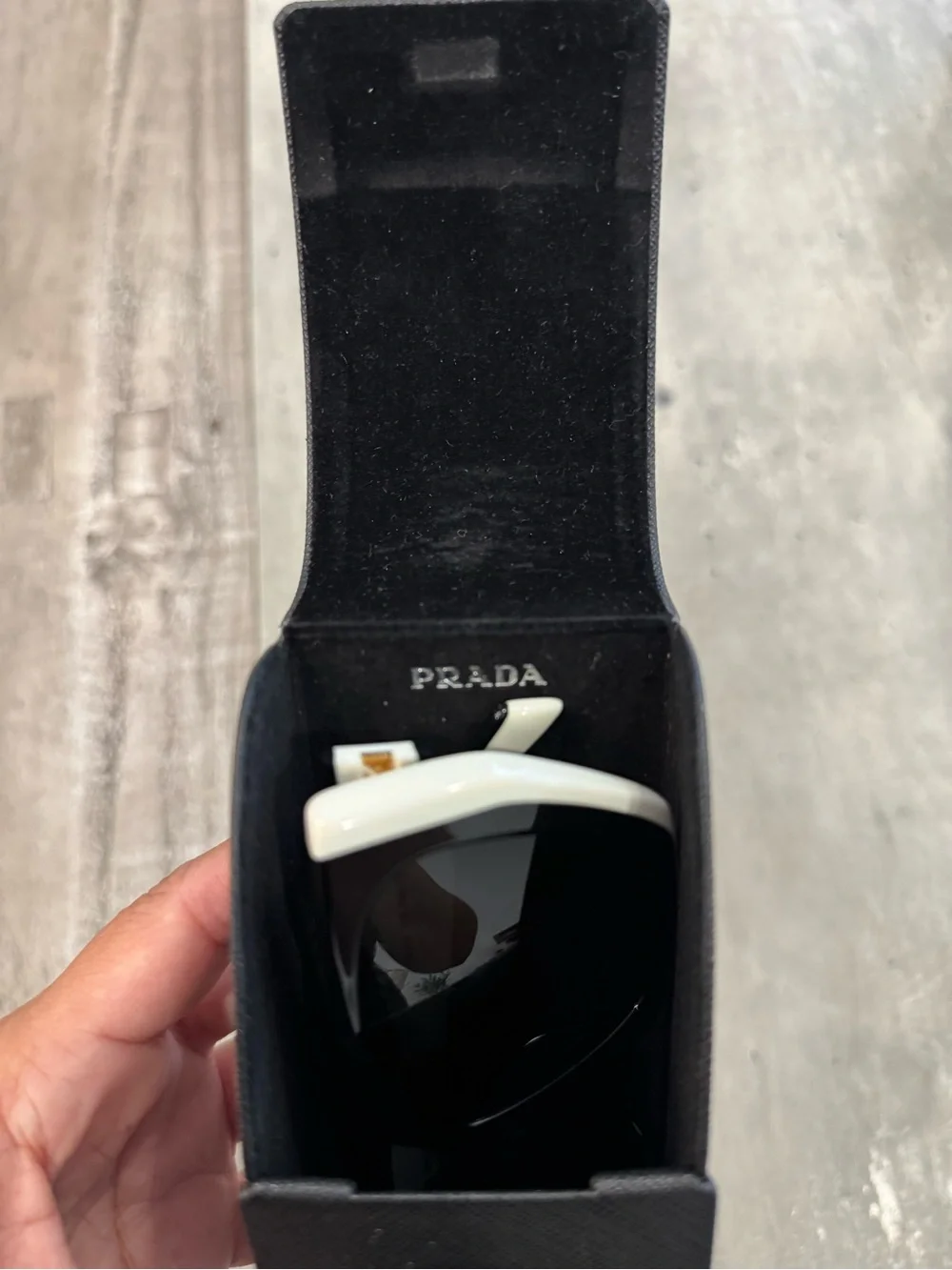 Prada Two-Tone Black and White Acetate Logo Sunglasses